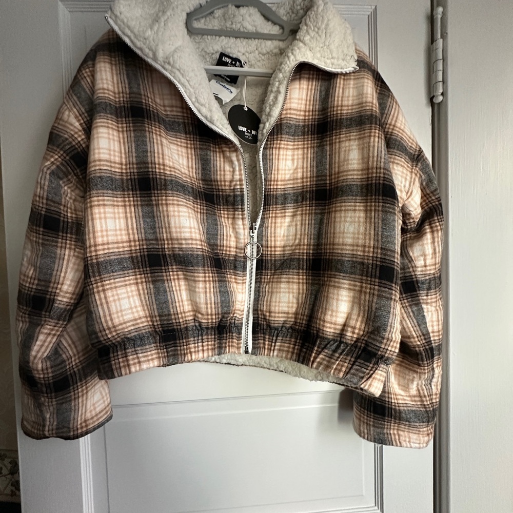 Plaid Zip-Up Fleece Jacket